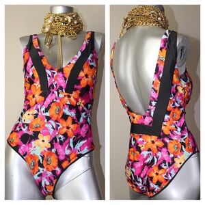 Colorful Floral Sunproof One-piece Swimsuit